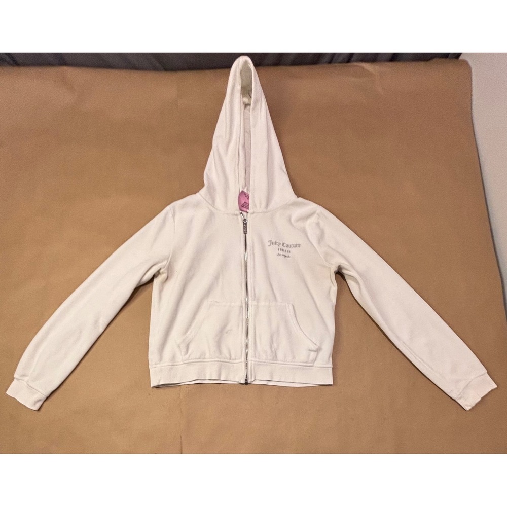 Juicy Couture White Zip Up Hoodie Women Size M